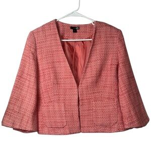 EAST 5TH Barbie pink feminine lined pockets 3/4 sleeve tweed short blazer Sz L